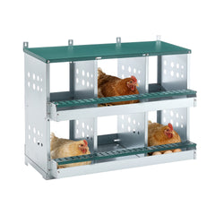 6 Compartments Chicken Nesting Box for Laying Eggs, Roll Away Chicken Laying Boxes, Green