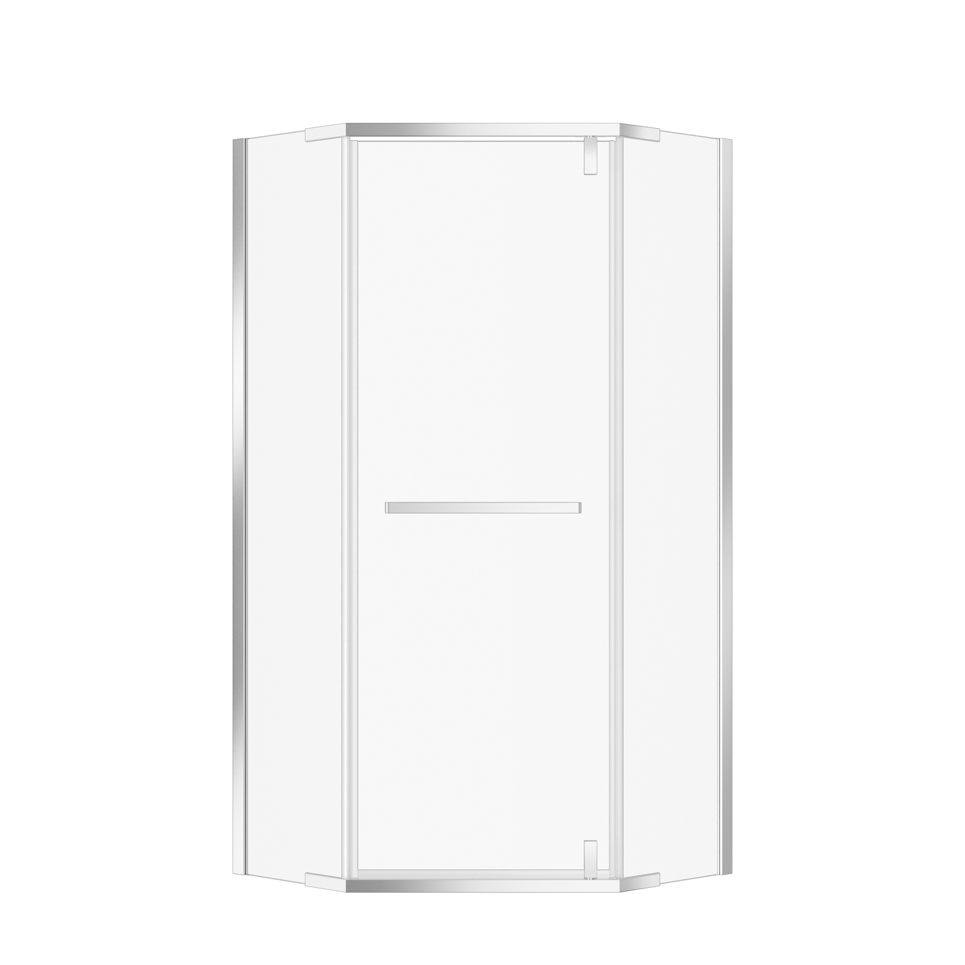 36"D X 36"W X 72"H Neo-Angle Shower Door, 1/4" Tempered Glass With Explosion-Proof Film, Chrome Stainless Steel Frame