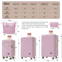 Luggage Sets 5 Piece with Half-opening, Hardside Carry On Suitcase Set with Double Spinner Wheel, Lightweight Travel Luggage with USB Port,TSA Locks