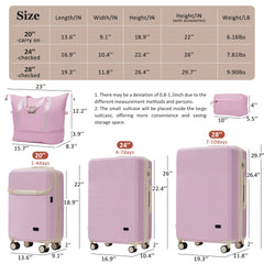 Luggage Sets 5 Piece with Half-opening, Hardside Carry On Suitcase Set with Double Spinner Wheel, Lightweight Travel Luggage with USB Port,TSA Locks