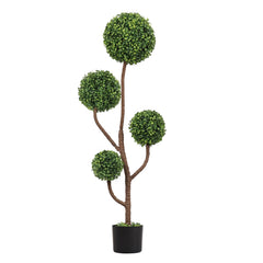 4FT Tall Artificial Boxwood Topiary Tree Large Faux Green Plant in Pot for Indoor Outdoor Patio Porch Garden Decoration, 1pc/set