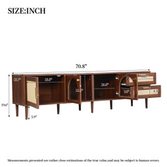 70 inch TV Stand for TVs up to 80", Entertainment Center with App Controlled LED Lights, 2 Drawers & Glass Door Storage, Modern Media Console for Living Room