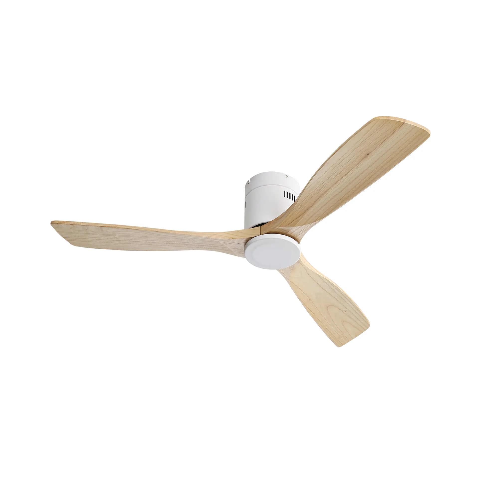 52 Inch Wooden Ceiling Fan With 3 Solid Wood Blades Remote Control Reversible DC Motor Witout Light