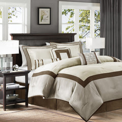 7 Piece Comforter Set Taupe/Brown Cal King