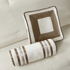 7 Piece Comforter Set Taupe/Brown Cal King