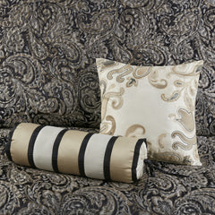 5 Piece Jacquard Bedspread Set with Throw Pillows Black King