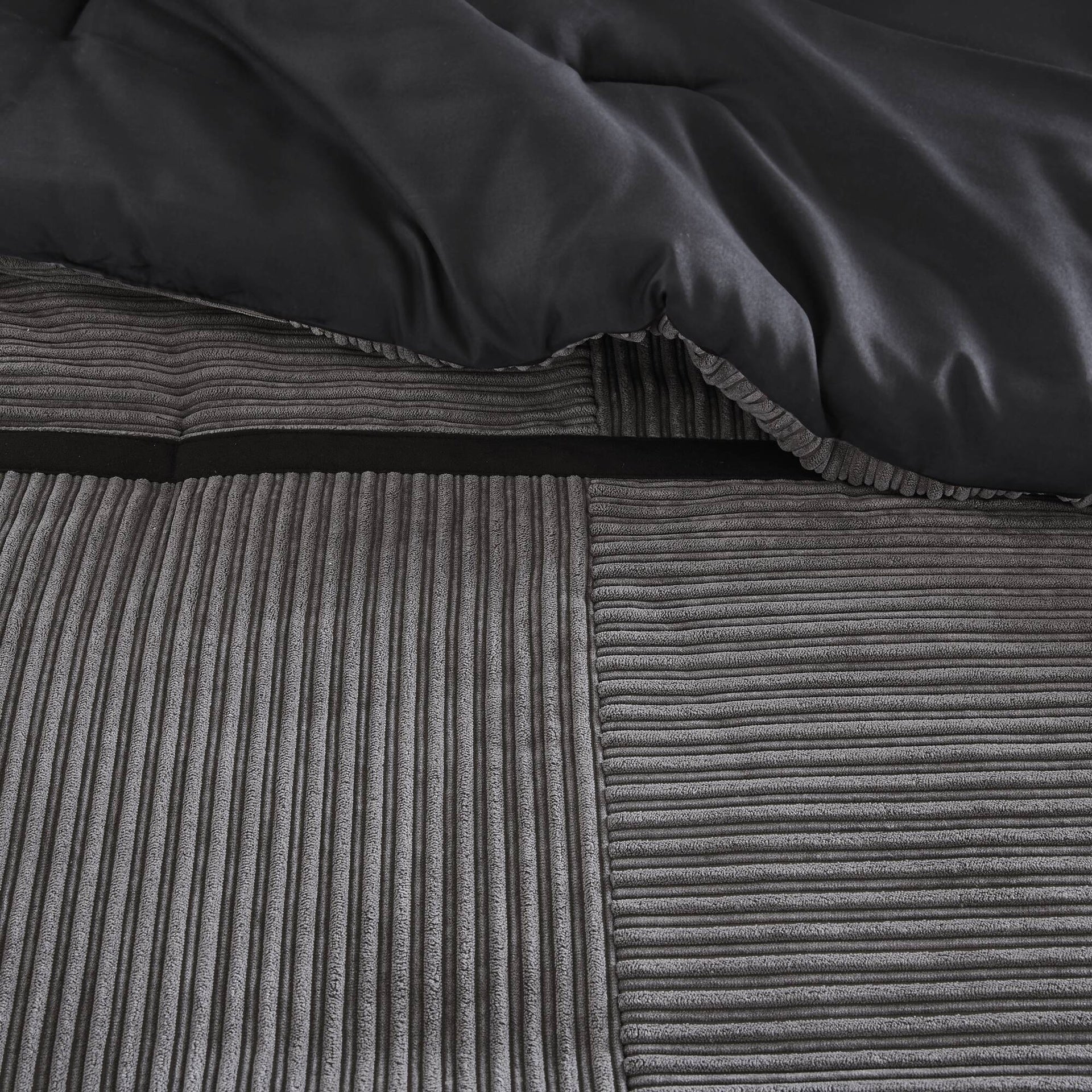 7 Piece Micro Corduroy Comforter Set Grey King