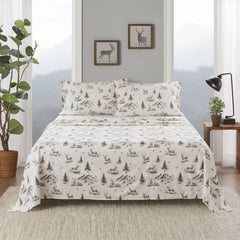 4 PCS King Sheet Set Gray Deer Toile