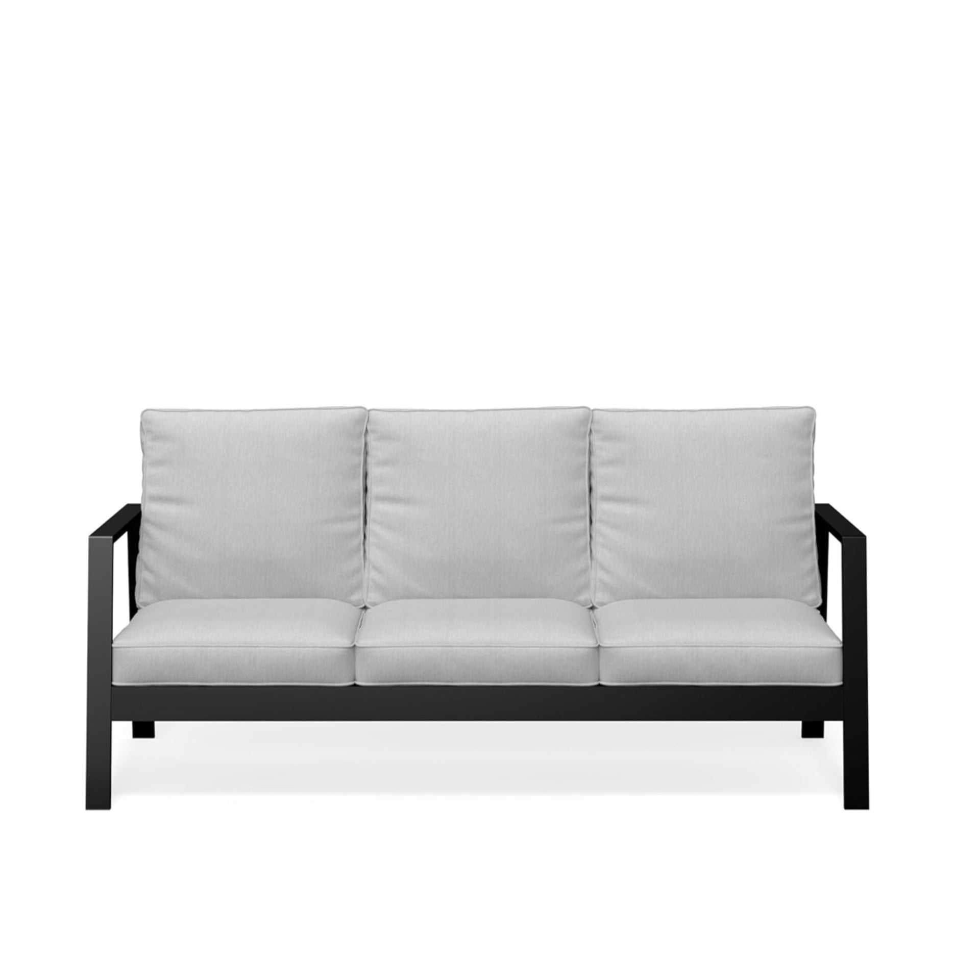 75" All-Weather Aluminum 3-seat Patio Sofa with Thick Light Gray Cushions & Black Frame