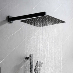 Shower System with Shower Head, Hand Shower, Slide Bar, Bodysprays, Shower Arm, Hose, Valve Trim, and Lever Handles