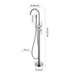 Floor Mounted Tub Faucet High Flow Freestanding Tub Filler Faucet with Handheld Shower Head and Swivel Spout