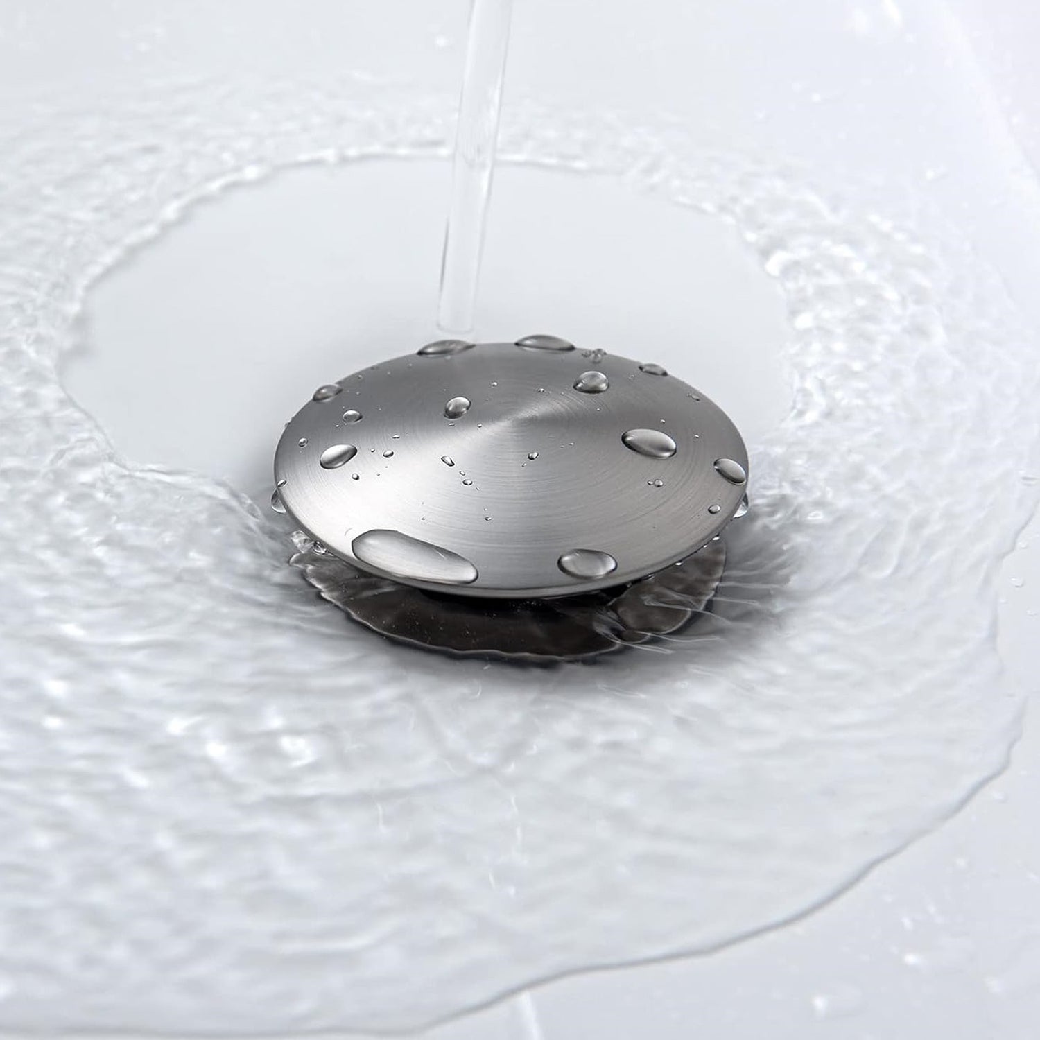 2 Pcs Bathroom Sink Drain without Overflow, Vessel Sink Lavatory Vanity Pop Up Drain Stopper, 304 Stainless Steel