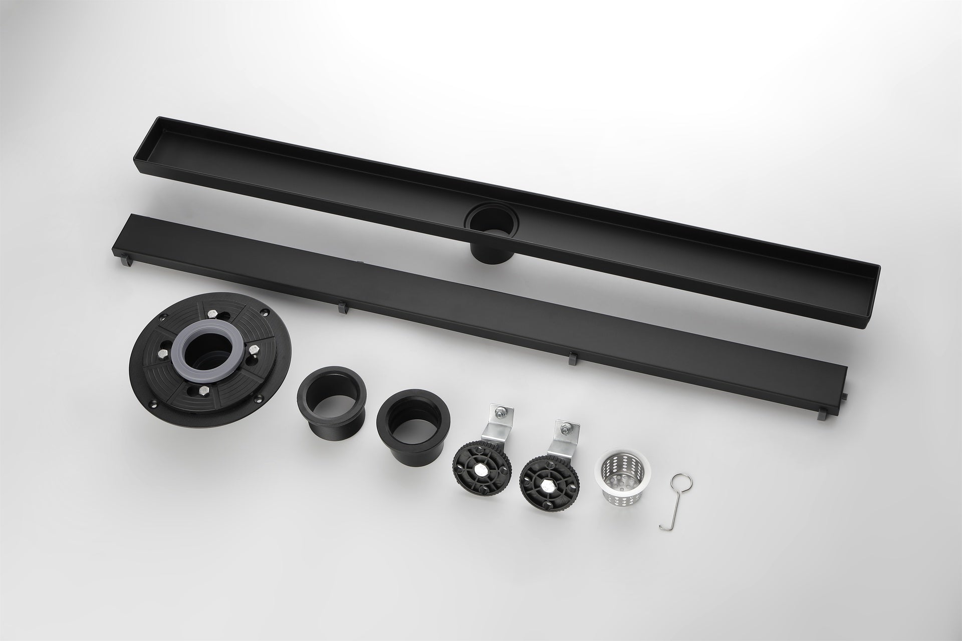 32 Inches Linear Shower Drain with Removable Cover, 304 Stainless Shower Drain  Included Hair Strainer and Leveling Feet, Flange