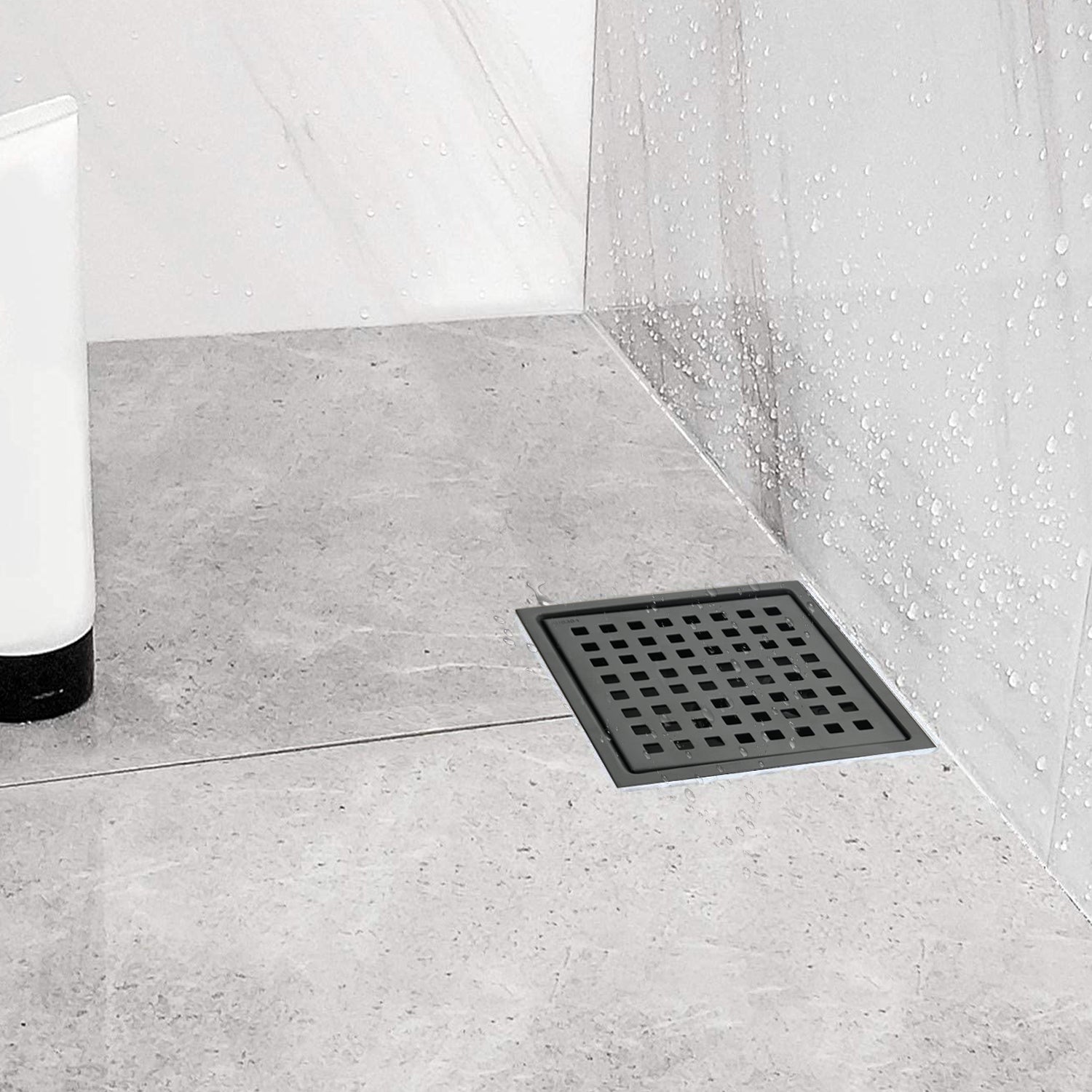 6 Inch Square Shower Floor Drain Square Shower Floor Drain with Flange,Pattern Grate Removable,Food-Grade SUS 304 Stainless Steel