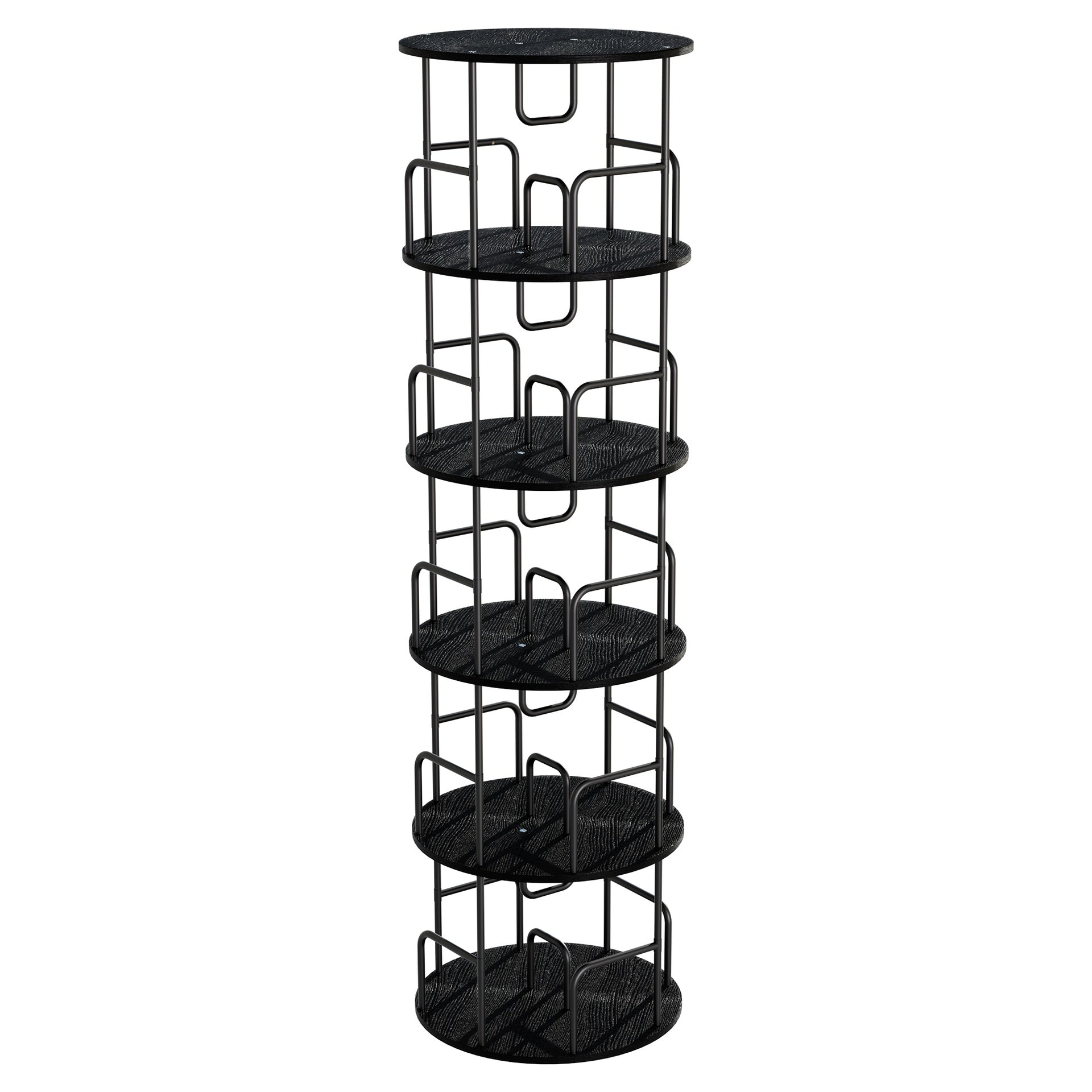 Rotating Bookshelf Tower 5 Tier, Spinning Bookcase, Revolving 360 Book Shelf Narrow Tall Bookcase, Vertical Turning Round storage Bookshelf, Book Shelf Organizer for Bedroom, Living Room, Black