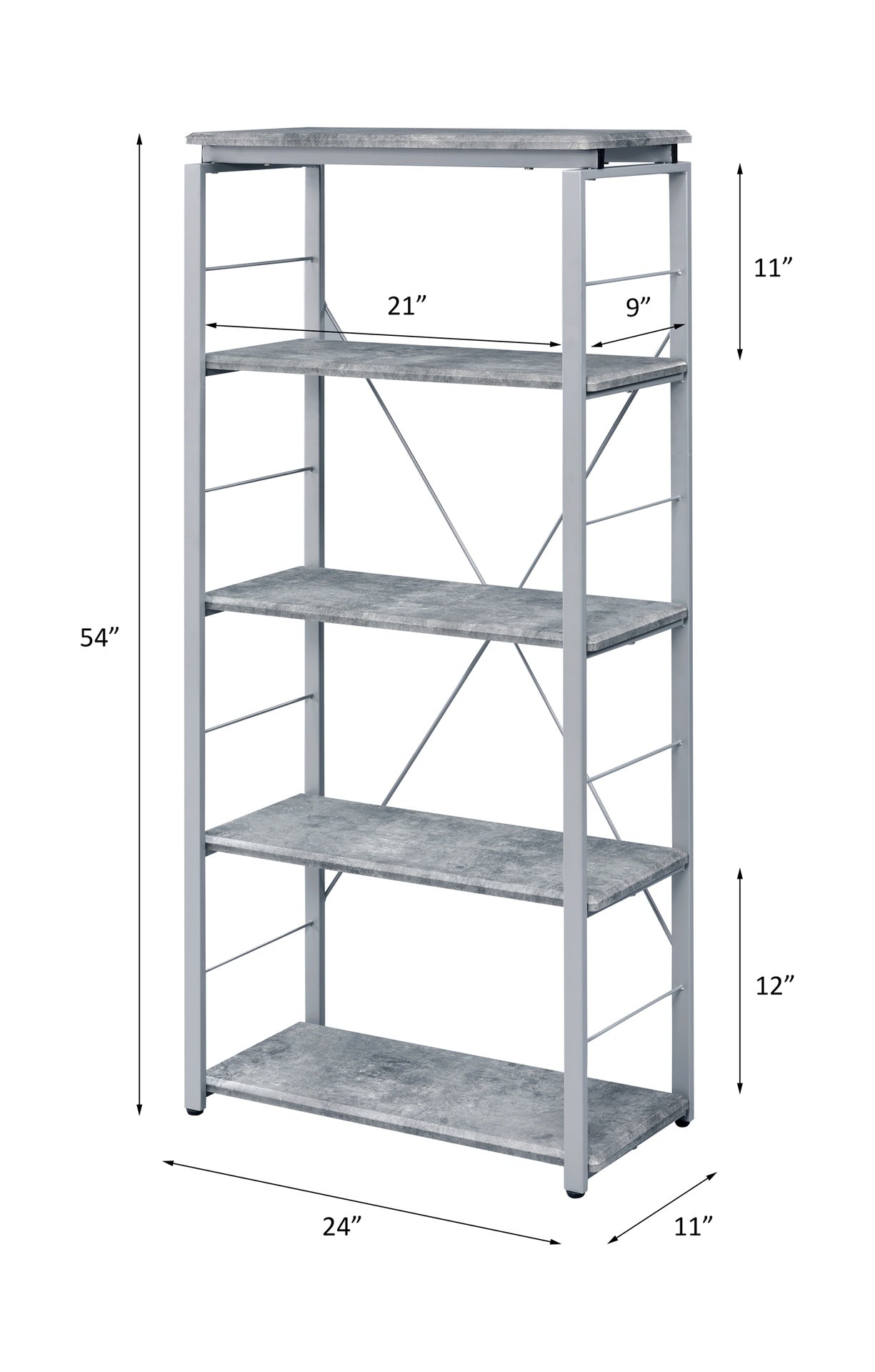 Jurgen Faux Concrete & Silver Finish Bookshelf