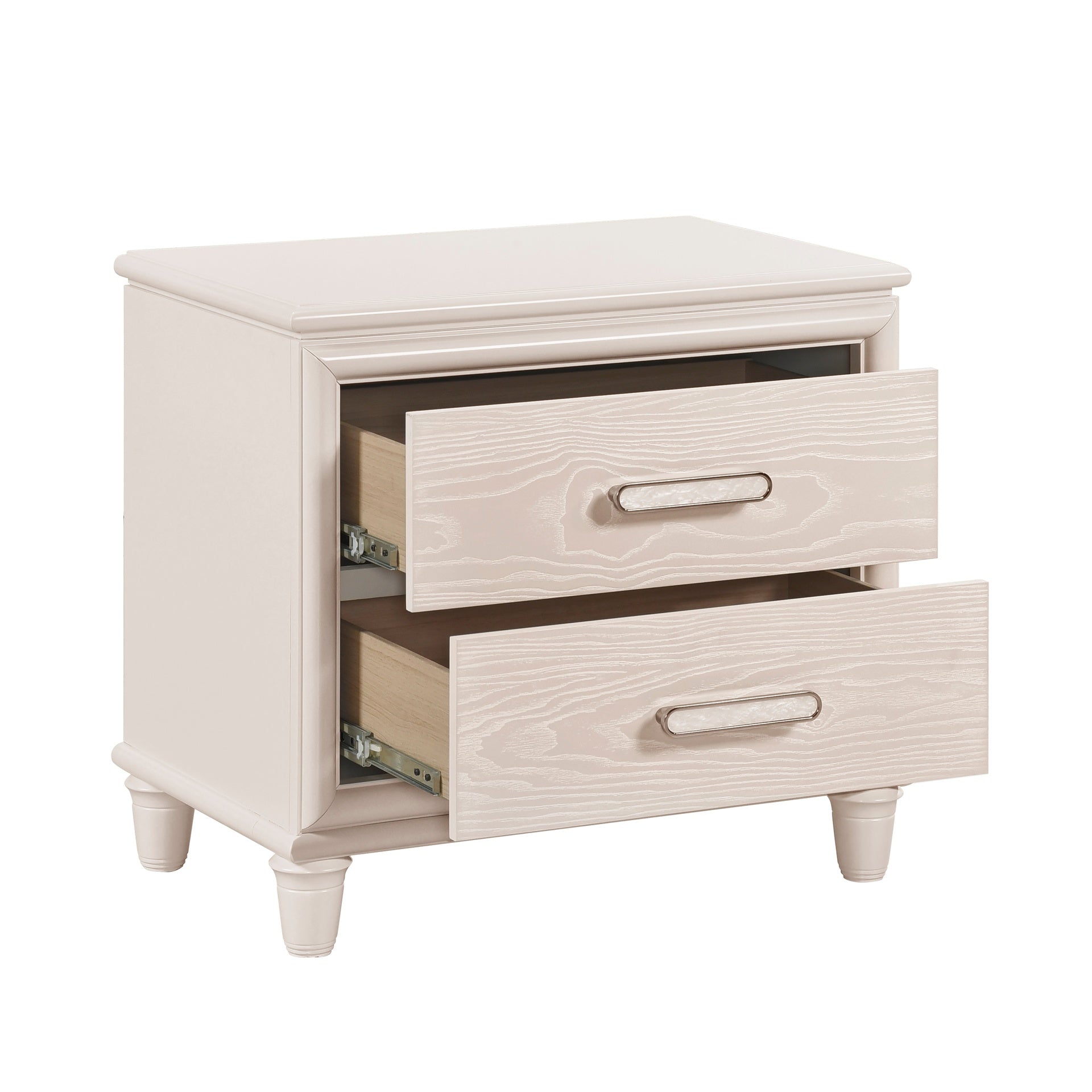 Modern Glam Style Two-Drawer Nightstand with USB ports Wooden Bedroom Furniture 1pc Bedside Cabinet