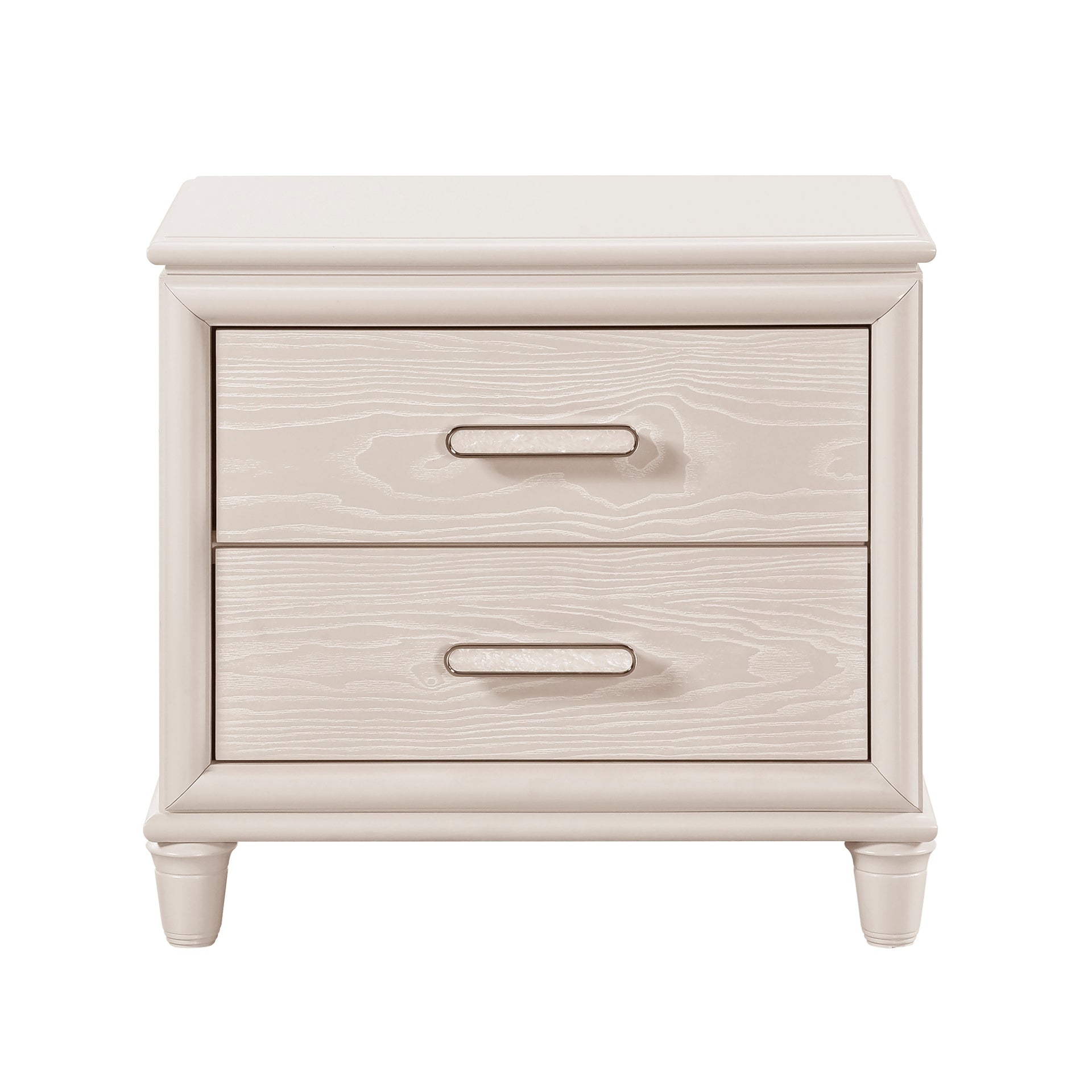 Modern Glam Style Two-Drawer Nightstand with USB ports Wooden Bedroom Furniture 1pc Bedside Cabinet