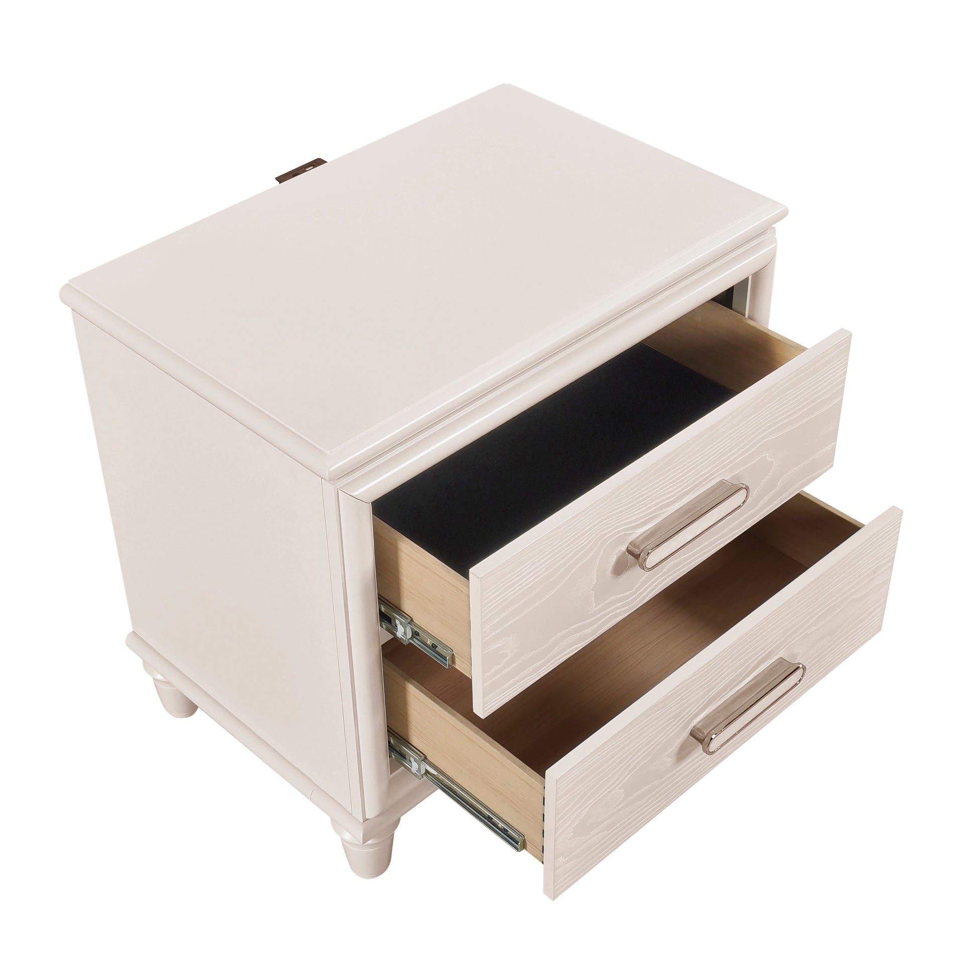 Modern Glam Style Two-Drawer Nightstand with USB ports Wooden Bedroom Furniture 1pc Bedside Cabinet