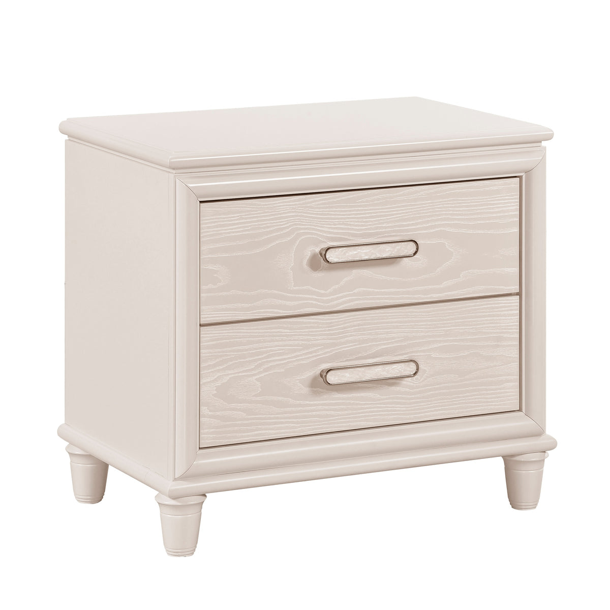 Modern Glam Style Two-Drawer Nightstand with USB ports Wooden Bedroom Furniture 1pc Bedside Cabinet