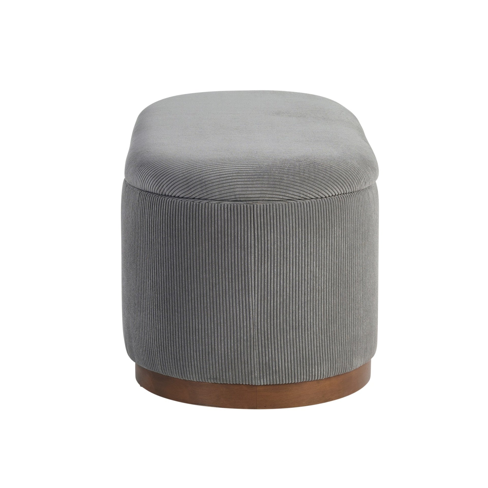 Lift Top Storage Bench Foam Cushioned Seat Gray Corduroy Fabric Upholstery 1pc