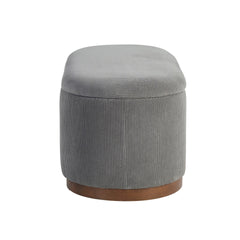Lift Top Storage Bench Foam Cushioned Seat Gray Corduroy Fabric Upholstery 1pc