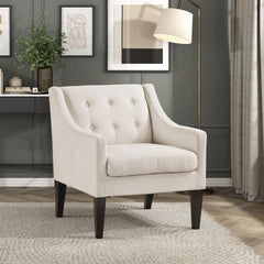 Contemporary Living Room Furniture 1pc Accent Chair Beige Button-Tufted Fabric Upholstery