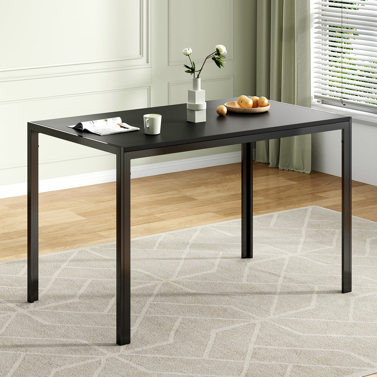 Dining Table for 4-6 Person,47" Rectangular Wooden Dining Table Top and Metal Frame for Home Kitchen Dining Desk