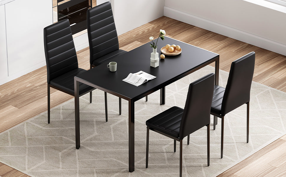 Dining Table for 4-6 Person,47" Rectangular Wooden Dining Table Top and Metal Frame for Home Kitchen Dining Desk