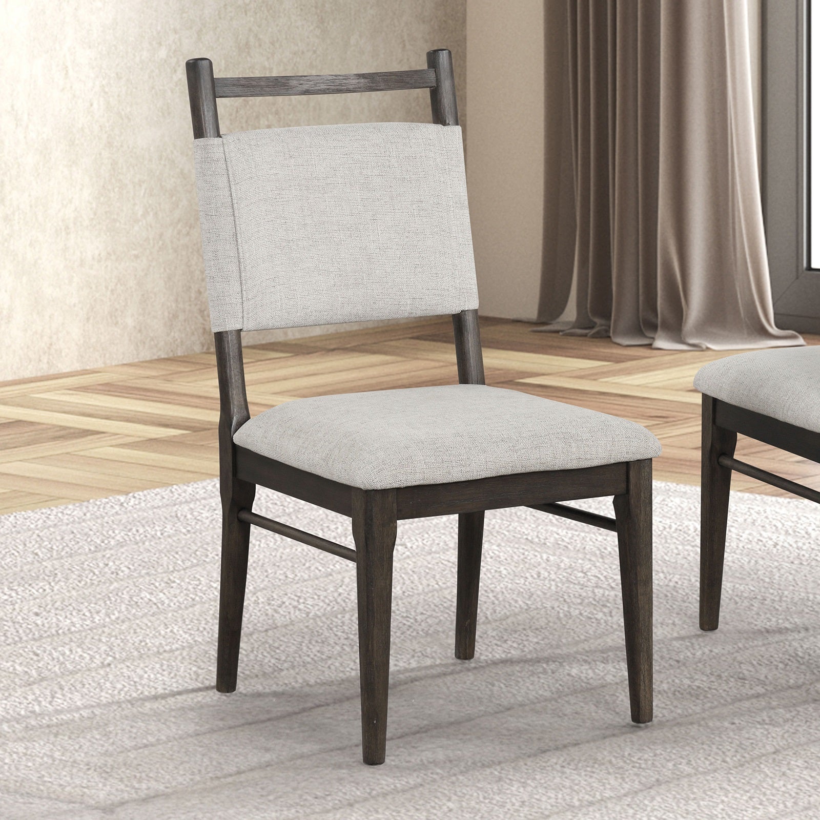 7pc Dining Room Set Dark Walnut Wooden Dining Table 6x Side Chairs Rubber wood Modern Kitchen Dining