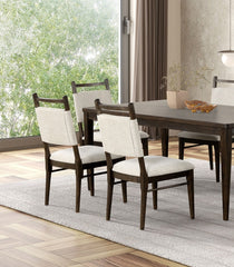 7pc Dining Room Set Dark Walnut Wooden Dining Table 6x Side Chairs Rubber wood Modern Kitchen Dining