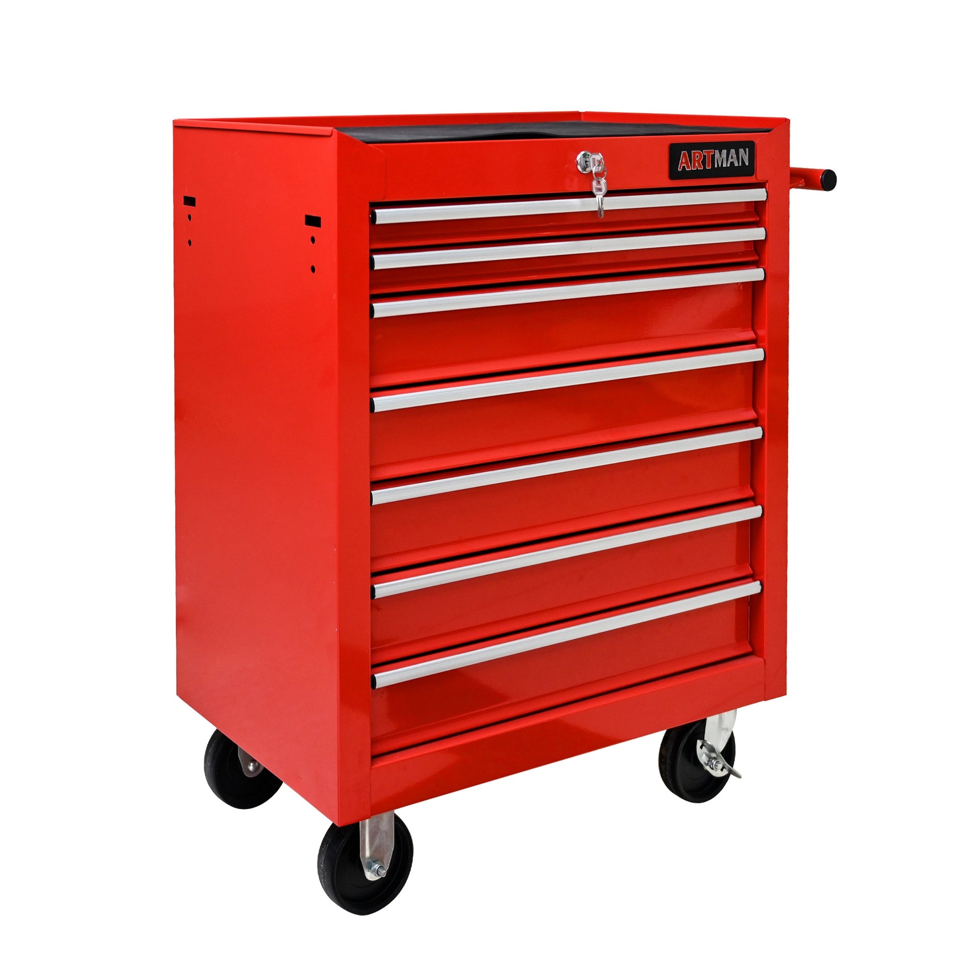 7 DRAWERS MULTIFUNCTIONAL TOOL CART WITH WHEELS-RED