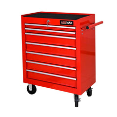 7 DRAWERS MULTIFUNCTIONAL TOOL CART WITH WHEELS-RED