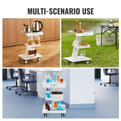 Lab Trolley, 3-Layer Rolling Lab Cart, Metal Mobile Trolley with Swivel Wheels, Tray Rolling Clinic Cart 220 lbs Weight Capacity, for Lab, Clinic, Beauty and Salon