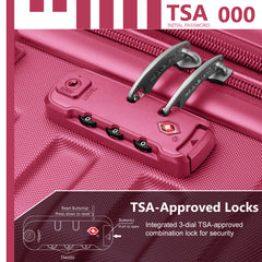 Luggage Sets 6 Pieces with Duffel Bags, Hardside Expandable Suitcases with Spinner Wheels TSA Lock, Rose Red