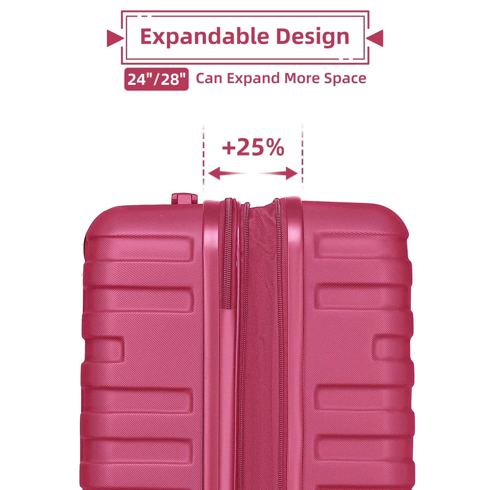 Luggage Sets 6 Pieces with Duffel Bags, Hardside Expandable Suitcases with Spinner Wheels TSA Lock, Rose Red