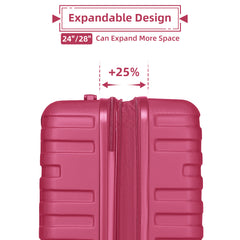 Luggage Sets 6 Pieces with Duffel Bags, Hardside Expandable Suitcases with Spinner Wheels TSA Lock, Rose Red