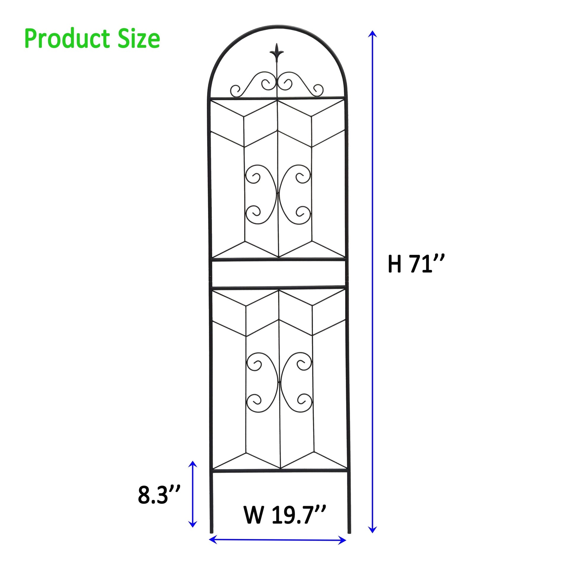 2 Pack Metal Garden Trellis 71" x 19.7" Rustproof Trellis for Climbing Plants Outdoor Flower Support Black