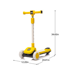 Kids Ride On 3-Wheel Scooter W/Buildable blocks, PU flashing wheels and Folding Kick Scooter,Thickened custom aluminum tube,5-position height-adjustable handlebar&one-touch footbrake for Kids Aged 3-9