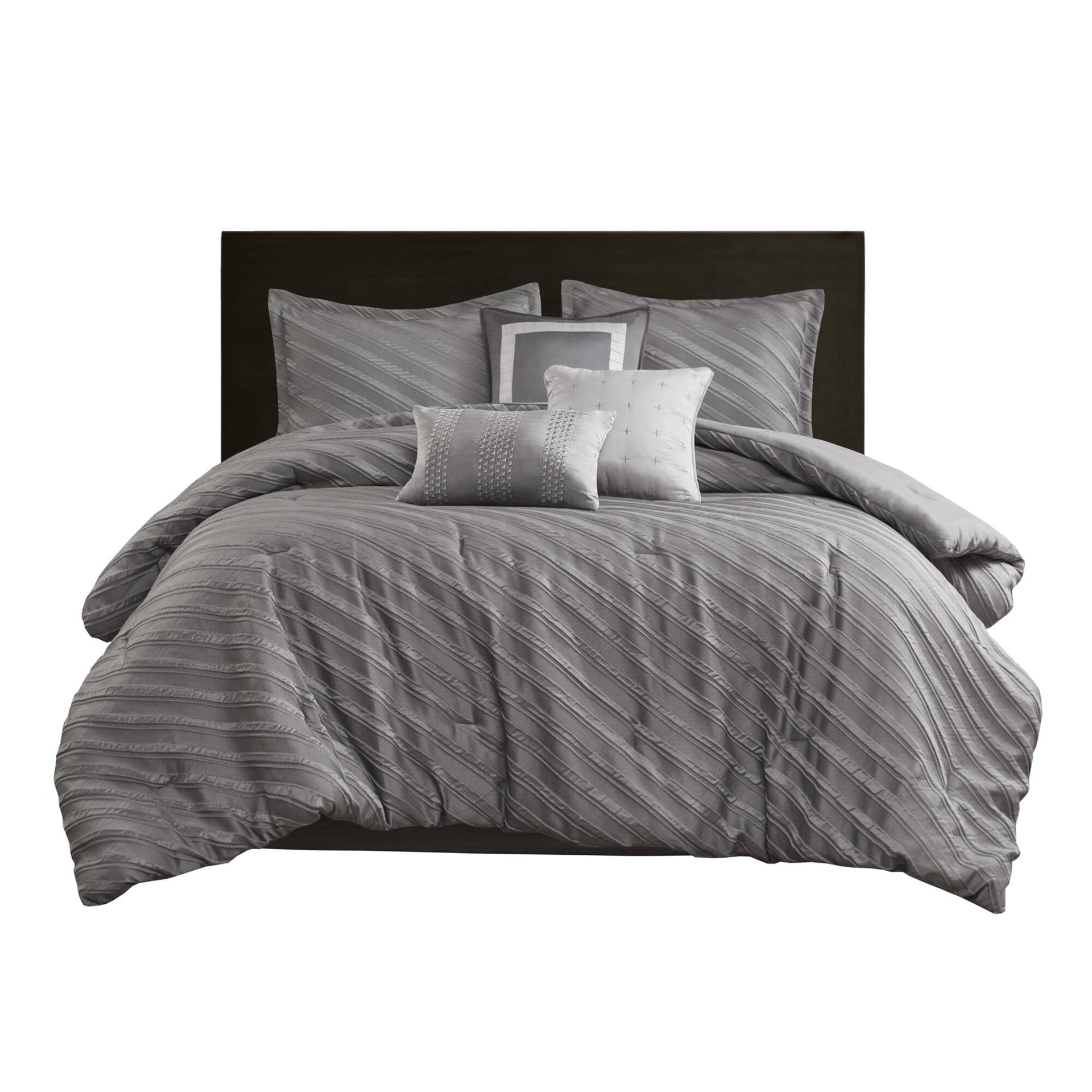7 PCS Queen Comforter Set Grey