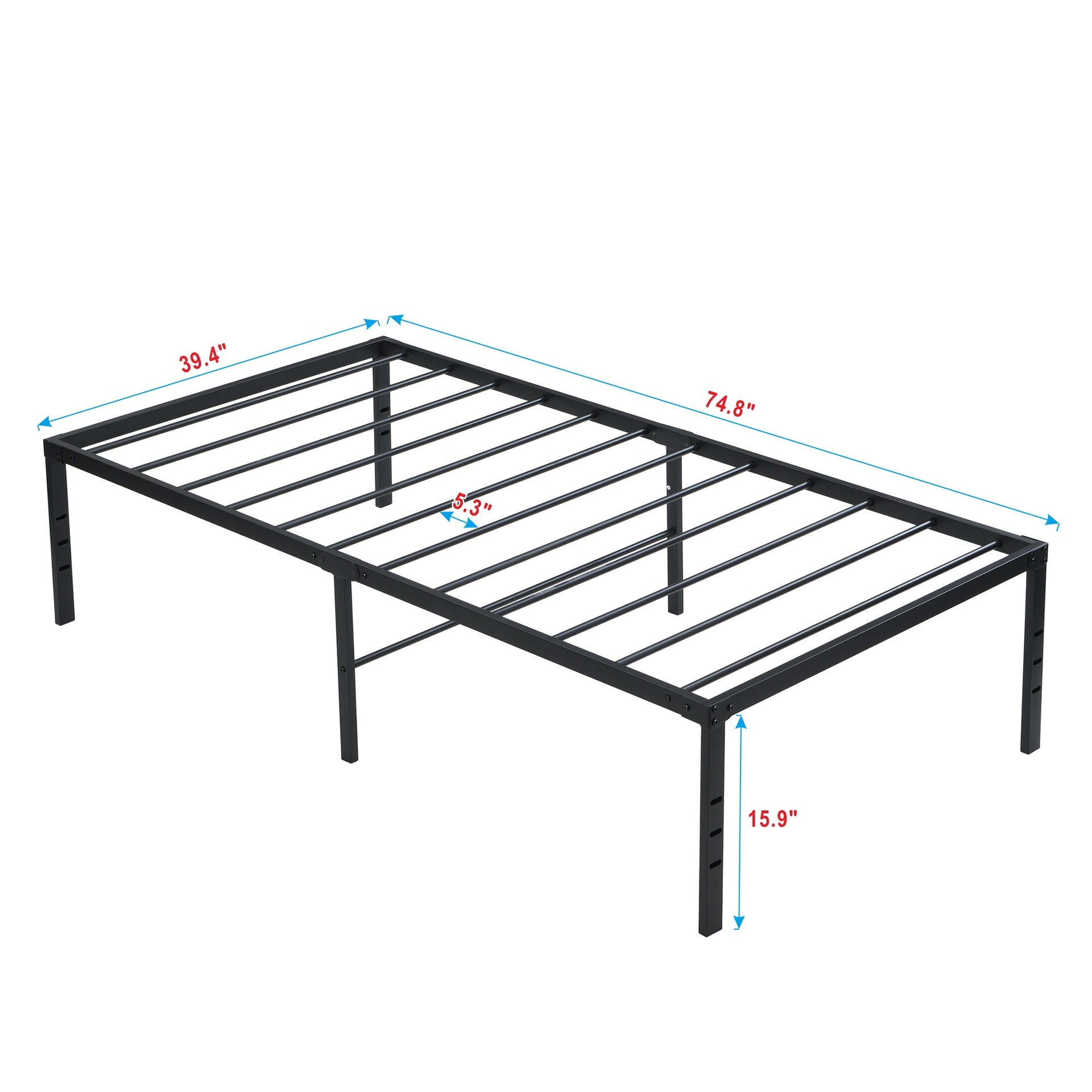 Twin Size Bed Frame , Heavy Duty Metal Bed Frame , Quick & Easy Assembly, No Noise, BlackTWIN