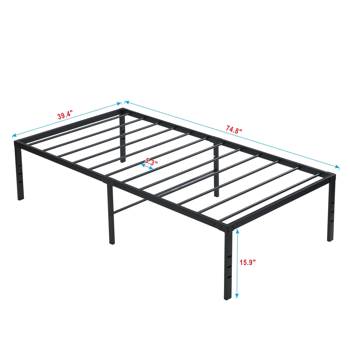 Twin Size Bed Frame , Heavy Duty Metal Bed Frame , Quick & Easy Assembly, No Noise, BlackTWIN