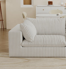 Cloud Sofa,Corduroy Fabric,Deep Seat Couches,Double-layer design,Removable  Cushion,No Assembly, DIY Combination for Living room, Bedroom,Conference room ,Apartment,White
