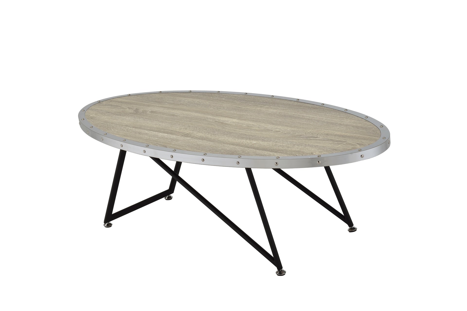 Allis Weathered Gray Oak & Metal Finish Coffee Table