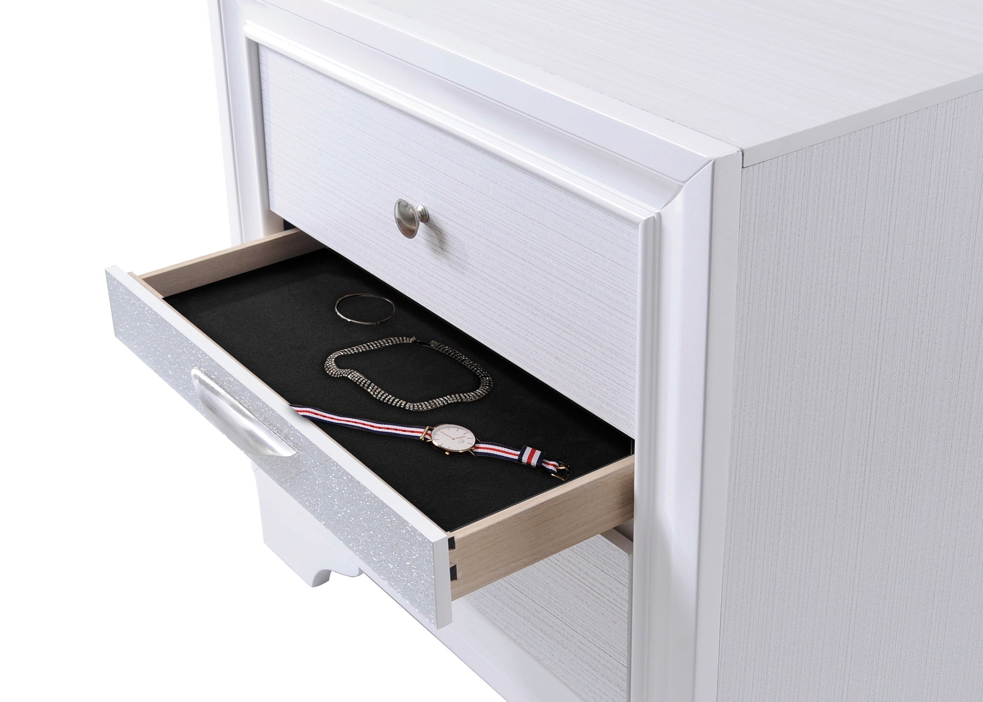 Naima White Finish Nightstand