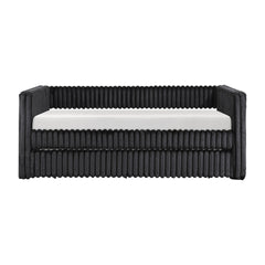 1pc Daybed with Trundle Black Corduroy Fabric Upholstery Modern Luxury Home Furniture Durable Comfortable