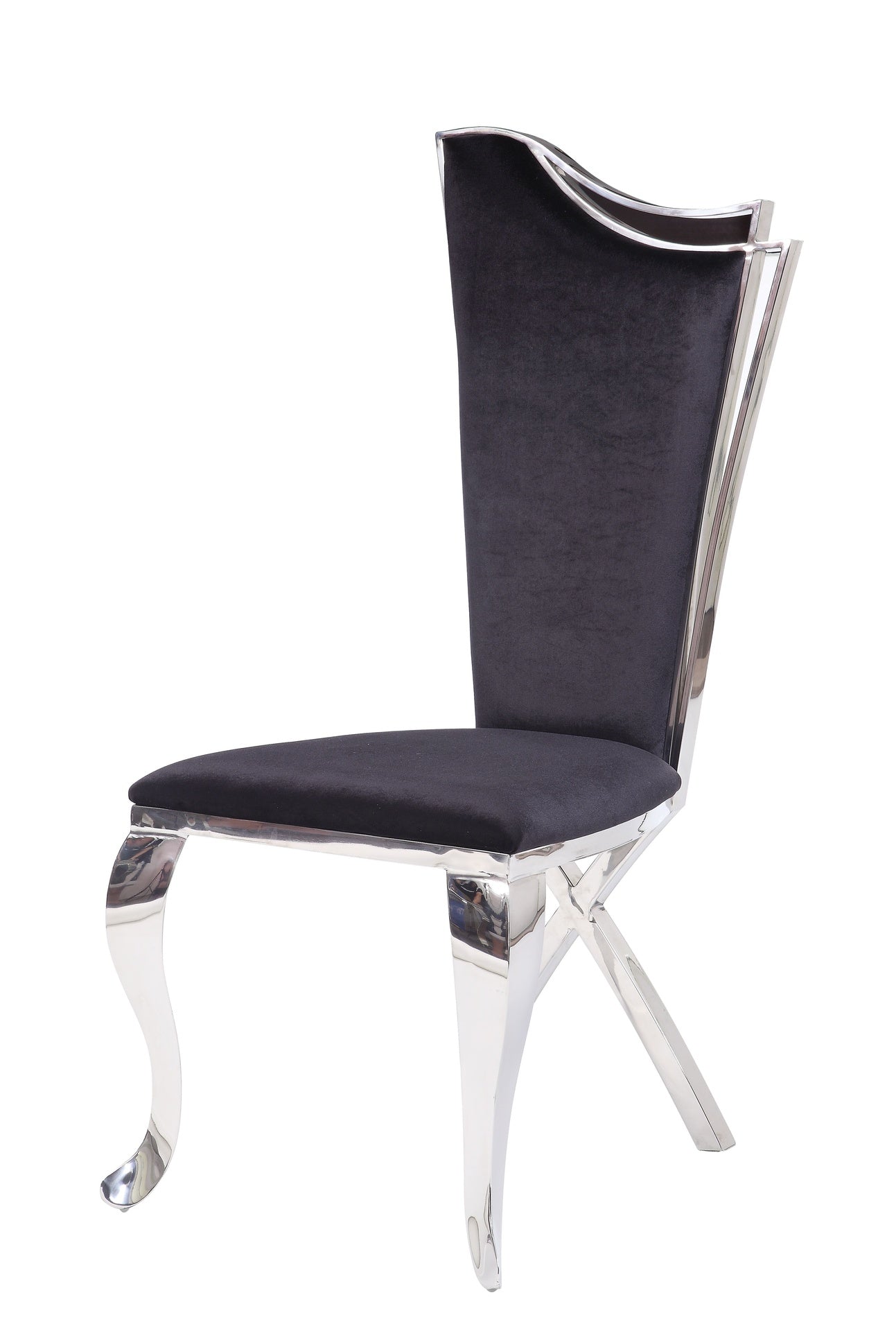 Cyrene Black Fabric & Stainless Steel Side Chair (Set of 2)