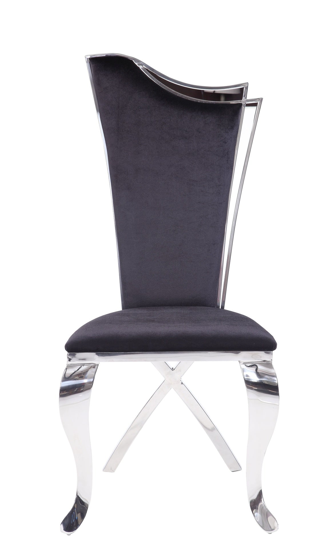 Cyrene Black Fabric & Stainless Steel Side Chair (Set of 2)