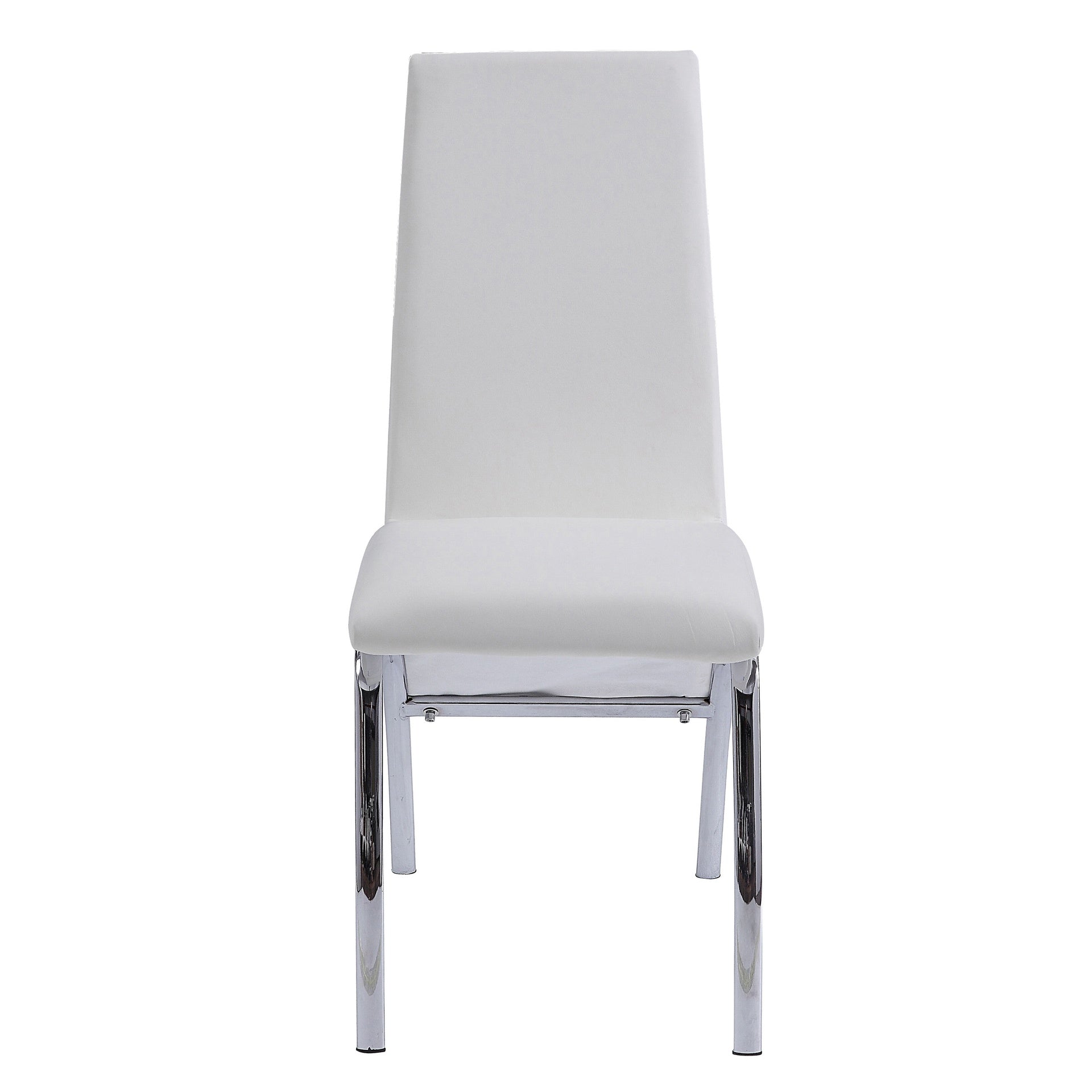 White and Chrome Armless Solid Back Side Chair (Set of 2)
