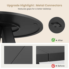 47" Round Dining Table for 4-7 People, Modern Wood Kitchen Table with Sturdy Metal Base, Large Round Dinner Table for Dining Room, Easy Assembly